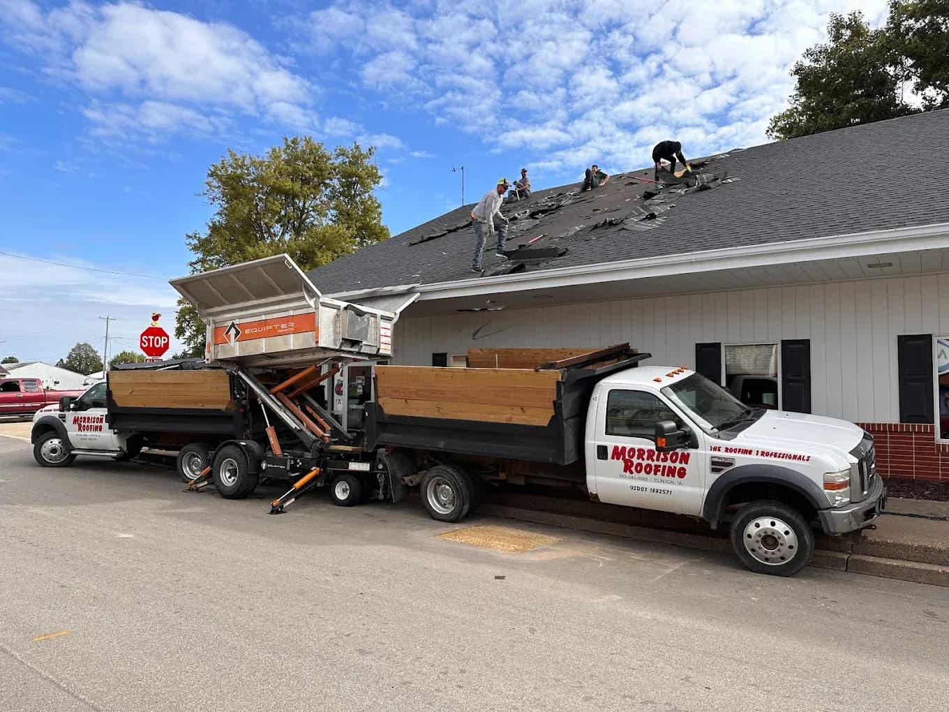 Professional roofing team